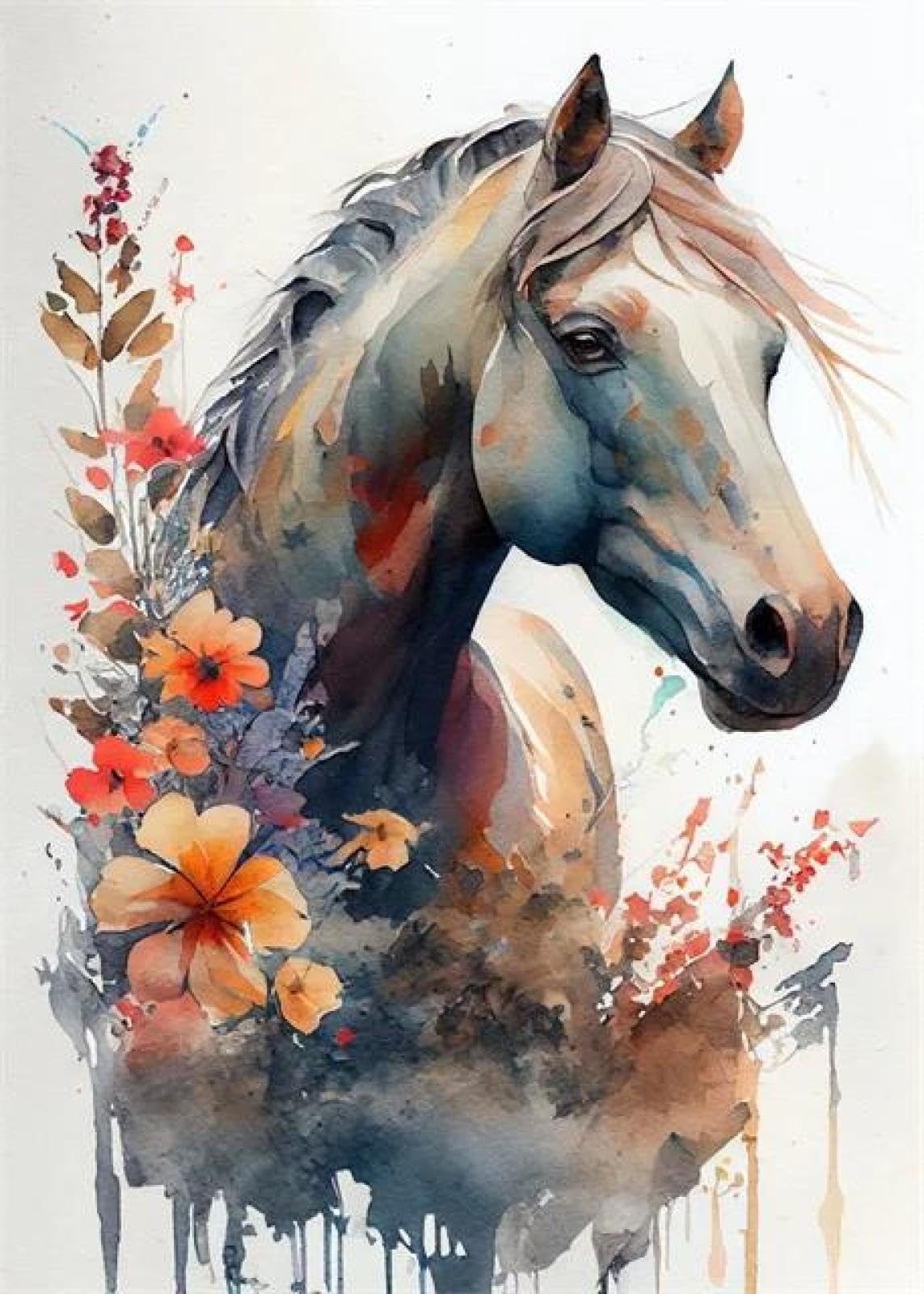 SHINERING Abstract Watercolor Horse Animal Canvas Painting Posters Print Wall Art Picture Living Room Decor A10 50X70Cm Unframed