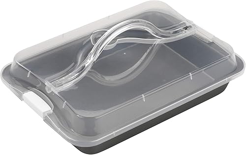 Miniatura 3 de GoodCook Everyday - Sartén rectangular antiadherente de acero Bake-N-Take, 9 x 13 pulgadas con tapa, color gris
