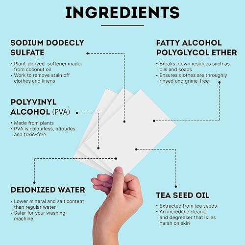 Miniatura 18 de ECO ROOTS Hojas de detergente para ropa de 64 cargas Hojas ecológicas sin perfume, detergente para ropa de tamaño de viaje sin líquido, sin