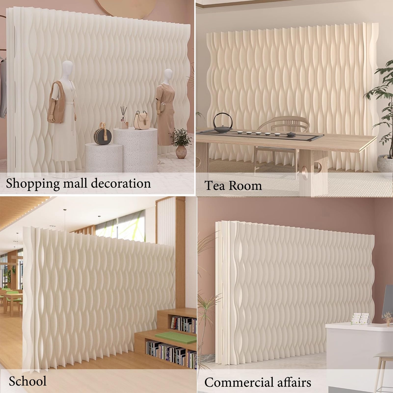 Biombo Divisor de Habitación Retractable Room Divider Paper, Office Living Room Privacy Partition Wall, Wedding Home Decoration Screen(4x2.4m/13.1x7.8FT)