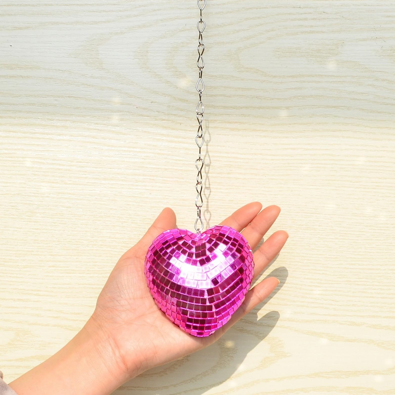 Juego de adornos de corazón inspirados, decoración de metal con espejo, 5 piezas de exhibición en para habitación, foto, telón de fondo, estilo colgante, bola de espejo, decoración de bola de de