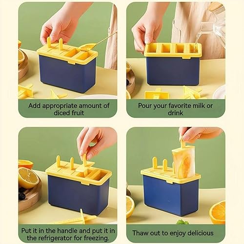 Miniatura 6 de Juego de 6 moldes clásicos para paletas de silicona, moldes para hacer helados, moldes para hacer helados, accesorios de cocina, fácil liberación,