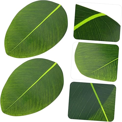 Miniatura 8 de Abaodam 4 piezas de hojas de simulación de hojas de comida occidental, decoración de escritorio, protector de mesa, hojas de plátano, tapete de mesa