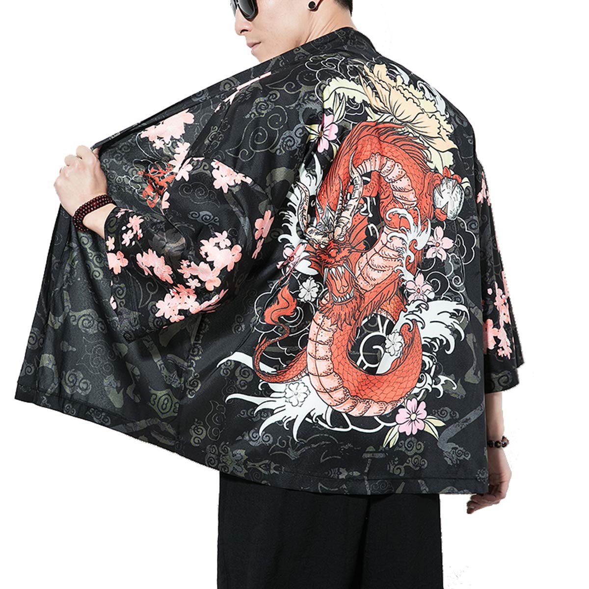 Seidarise - Kimono japonés para hombre, siete mangas, color sólido - - Small