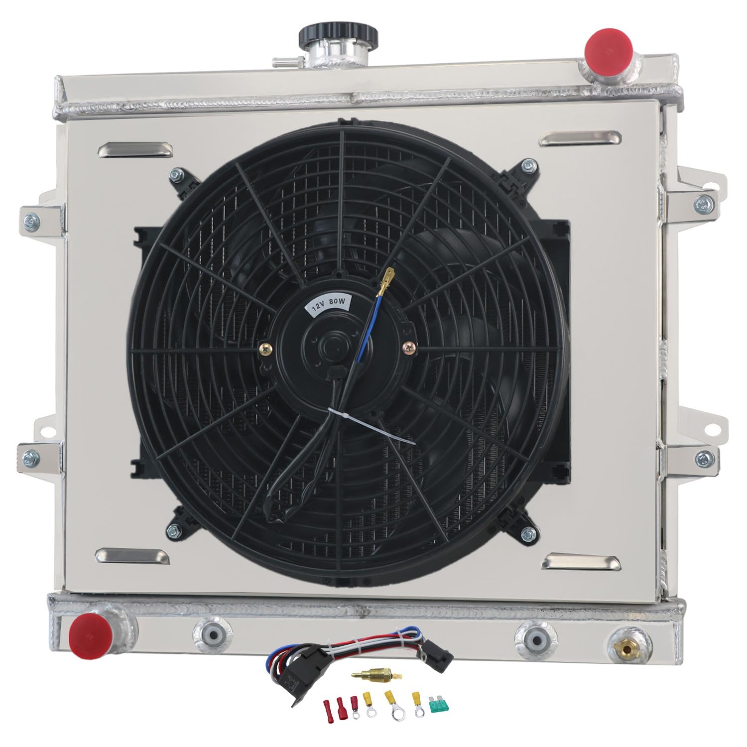 4 Row Core Aluminum Radiator for 1984-1995 Toyota 4Runner Pickup 2.4L at CU945 Radiador Automotive Replacement Radiators Shroud Fan Relay Kit