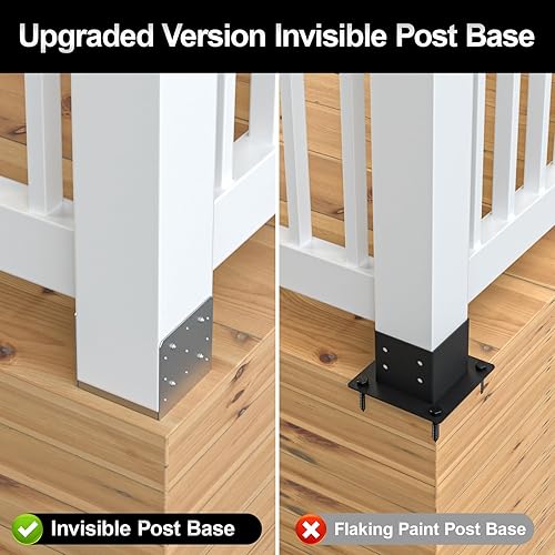 Miniatura 3 de FMhotu Base de poste de 8 x 8 pulgadas, 2 soportes de anclaje ajustables de acero inoxidable (interno de 7.8 x 7.5 pulgadas), base de poste