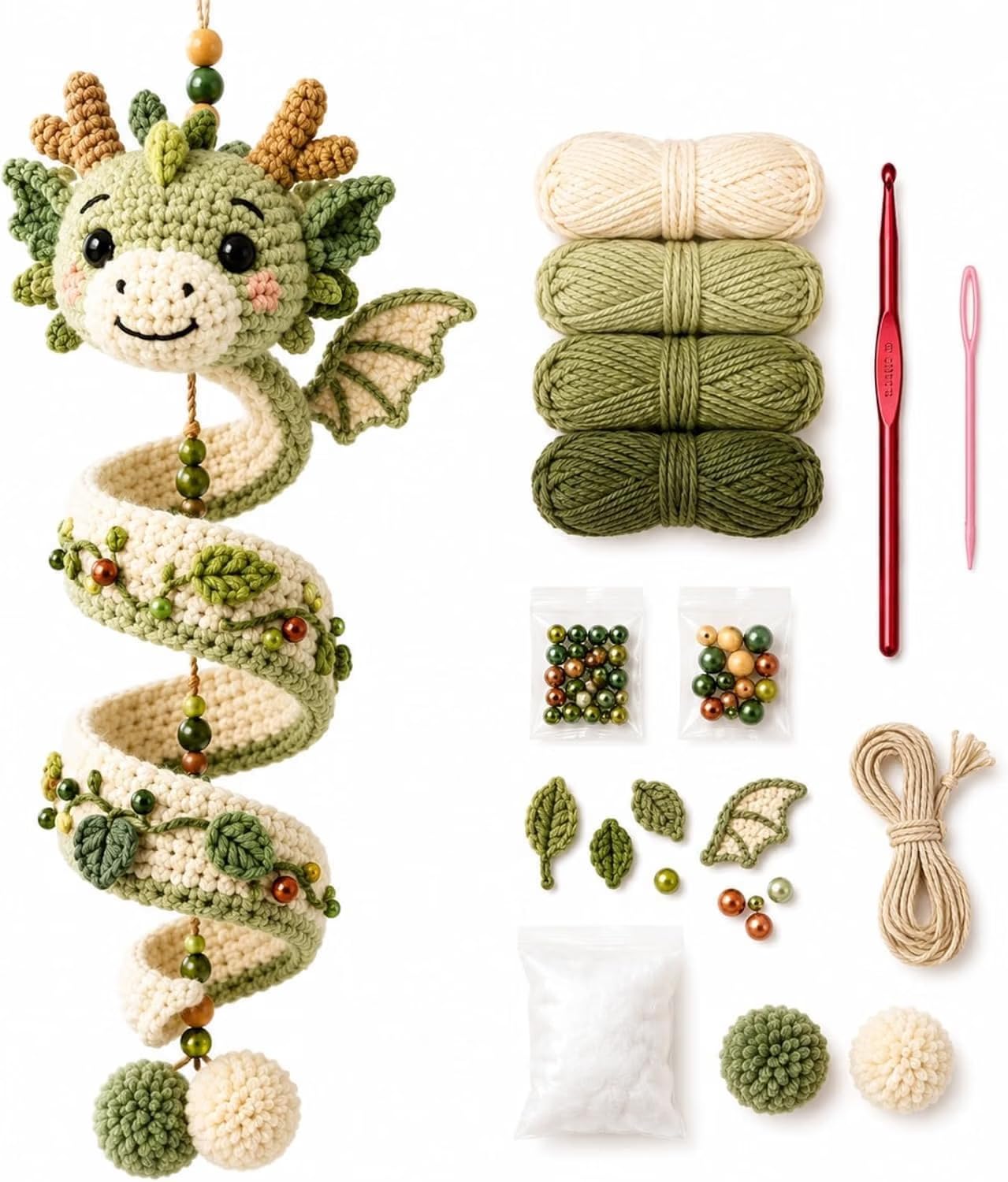 Pasisuu DIY Dragon Crochet Kit, Spiral Hanging Ornament Craft — image 1