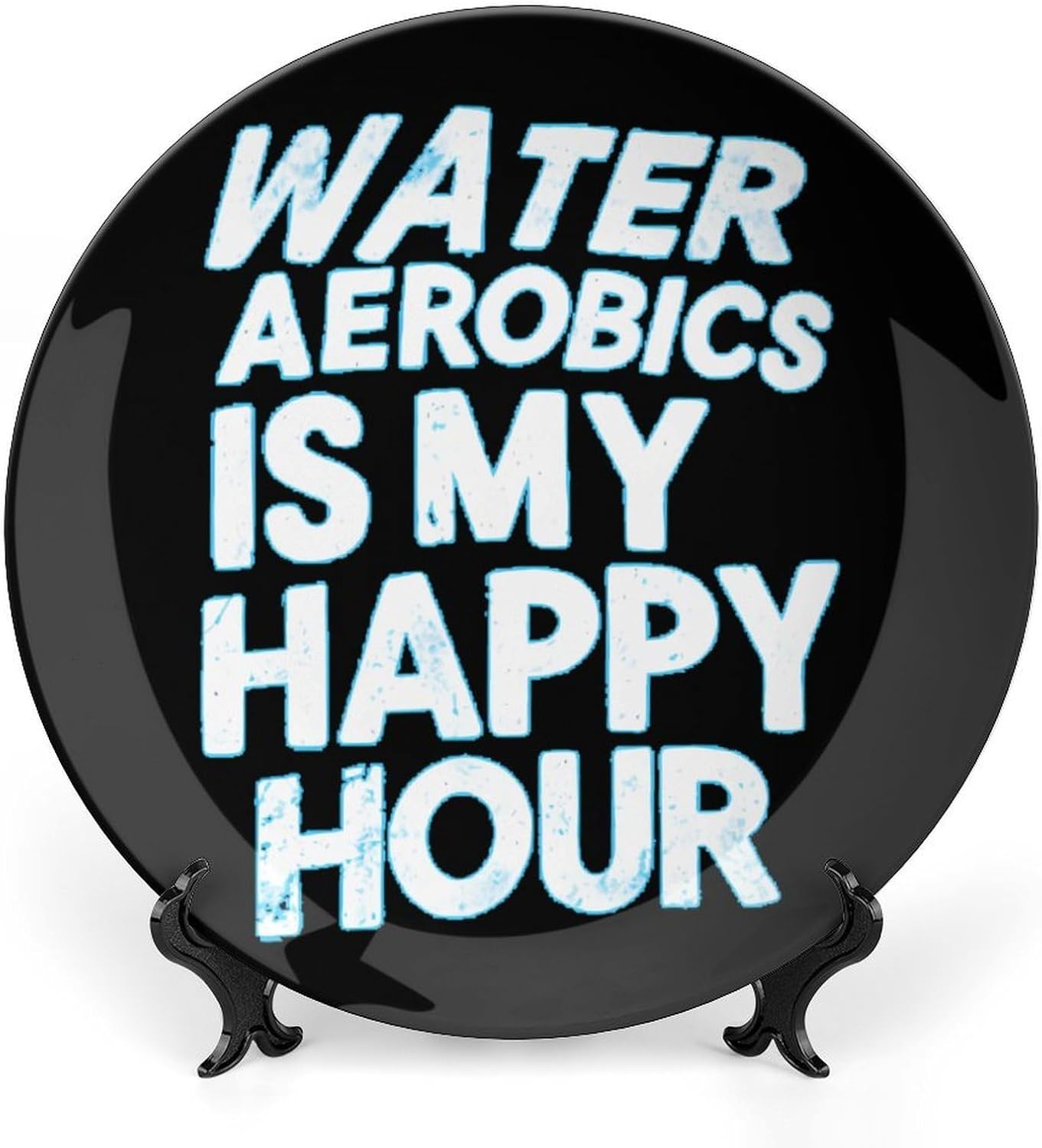 Water Aerobics Is My Happy Hour Decorative Plates for Display Ceramic Plate Tray with Stand Hanger Home Decor
