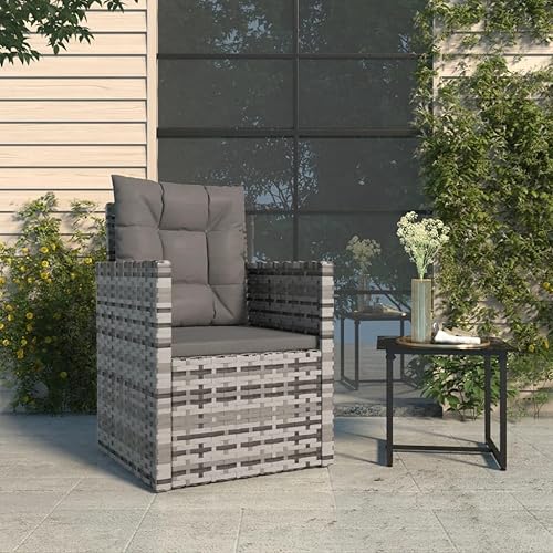 Patio Armchair with Cushions Gray Poly Rattan Outdoor Chairs for Patio Outdoor Outside Chairs Sillas para Comedor for Courtyard Study Terrace Living