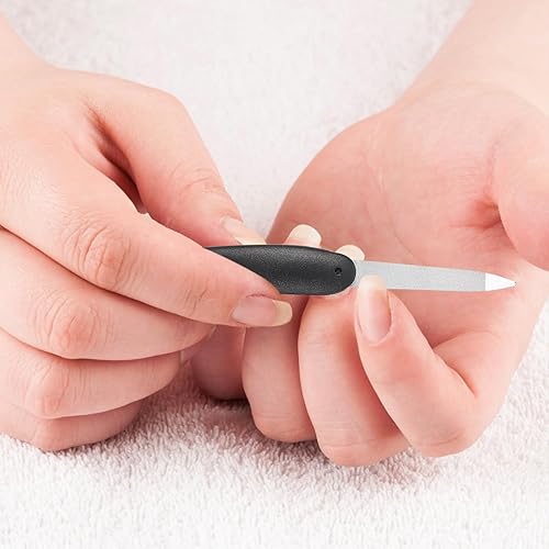 Miniatura 2 de 6 limas de uñas plegables, lima de uñas plegable de acero inoxidable con mango antideslizante, lima de uñas de doble cara, uñas de los pies, cuidado