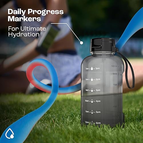 Miniatura 6 de AQUAFIT Botella de agua de 40 onzas con marcador de tiempo, botella de agua de 40 onzas con popote, botella de agua para gimnasio con correa,