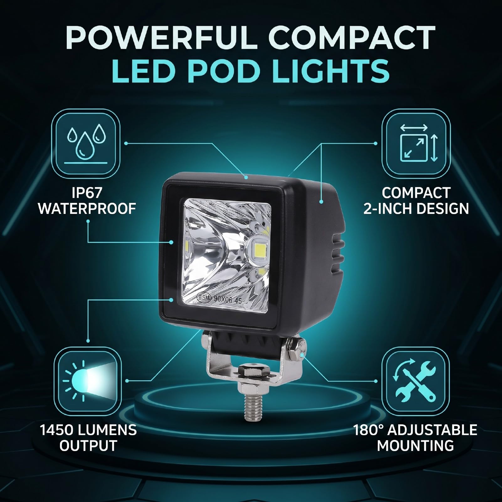 Yosoo Health Gear 2 Pulgadas LED Spot Pods, 20W 1450LM IP67 Carcasa de