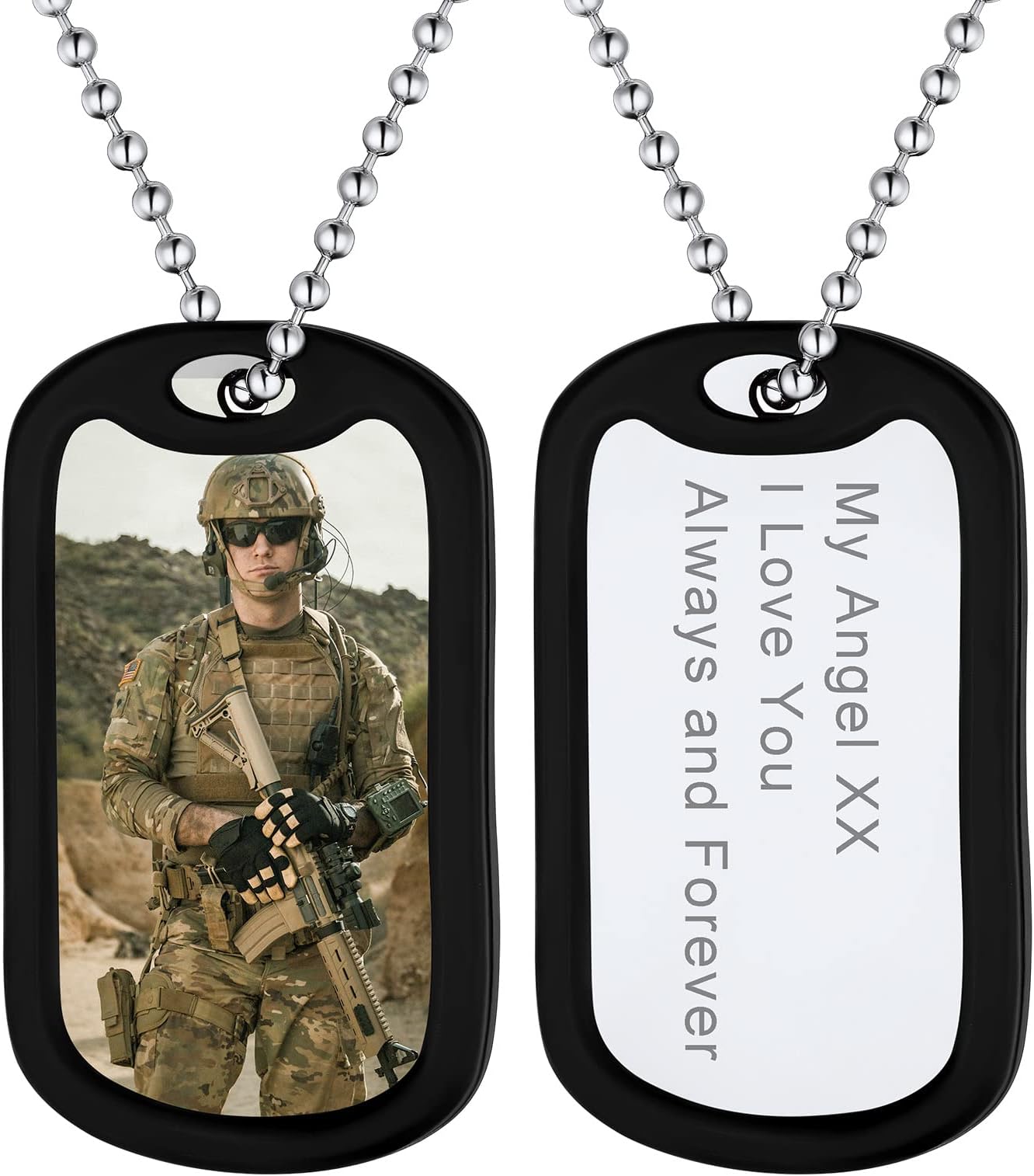 Photo Necklacce/Dog Tag Necklace for Men,Personalized Memorial Photo Pendant for Women Man (with Jewelry Gift Packaging)