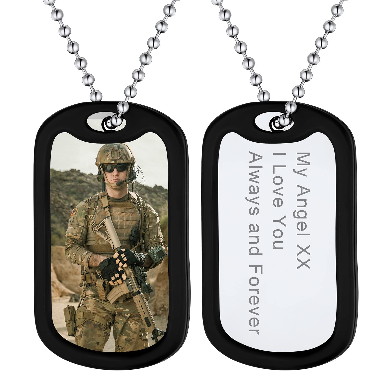 Photo Necklacce/Dog Tag Necklace for Men,Personalized Memorial Photo Pendant for Women Man (with Jewelry Gift Packaging)