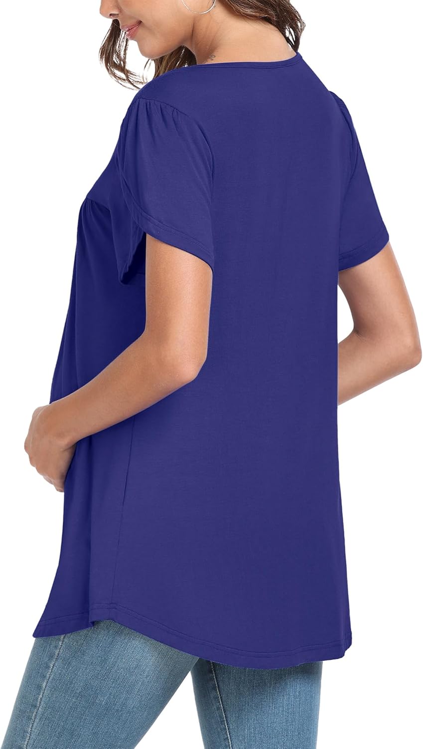 Xpenyo Womens Tops Casual Summer Square Neck Short Sleeve Tunic Shirts Hide Belly Loose Flowy Tunic Blouses - Image 5