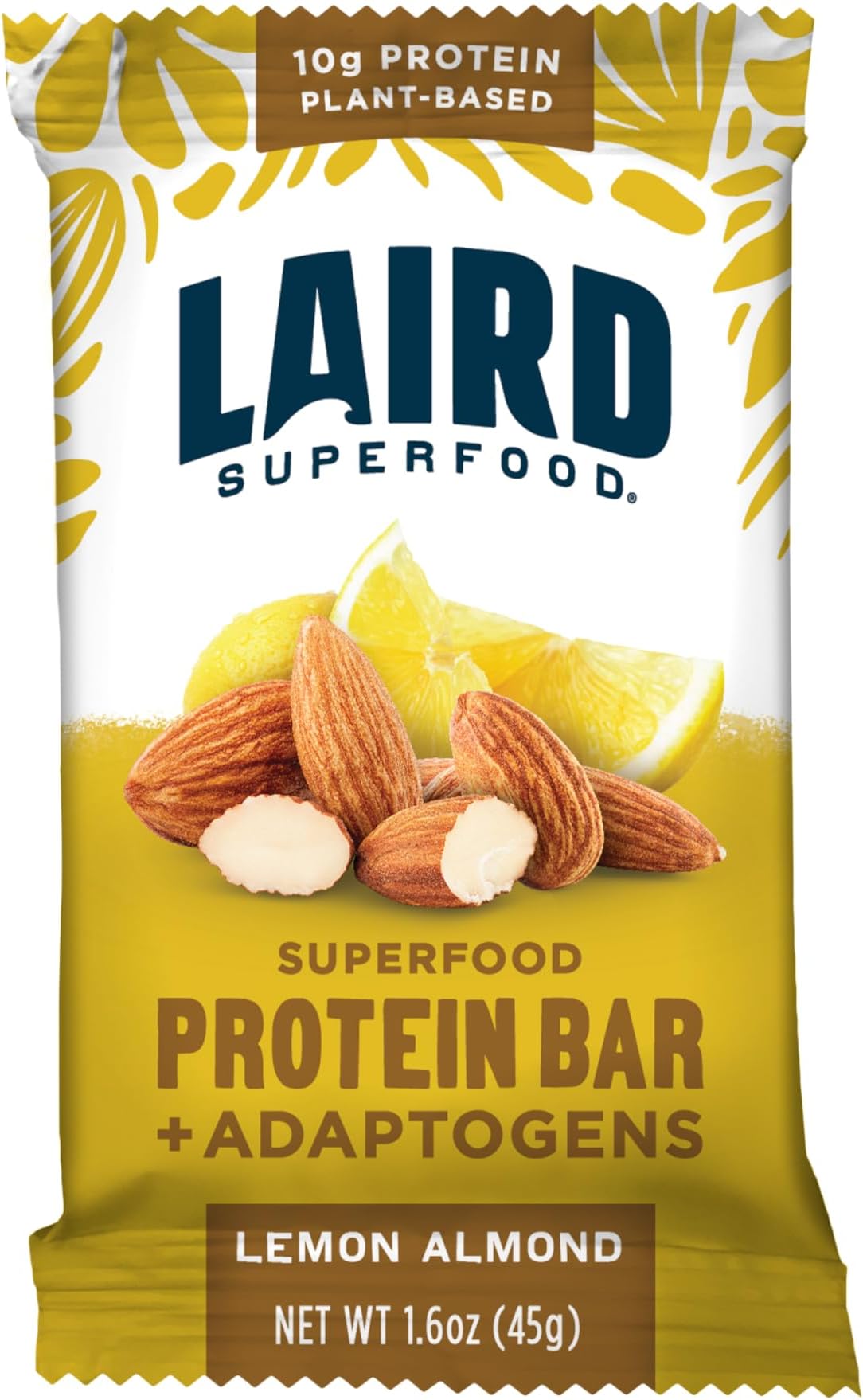 Functional Protein Bars – Protein Bar but Better with Real Ingredients, Functional Mushrooms 10g Plant-Based Protein, 6g Fiber - Non-GMO - Lemon Almond, 10 Count (Pack of 1)