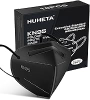 HUHETA KN95 Face Mask 10 Pack, 5-Ply Safety Mask, Filter Efficiency Over 95%, Against PM2.5 (Black Mask)