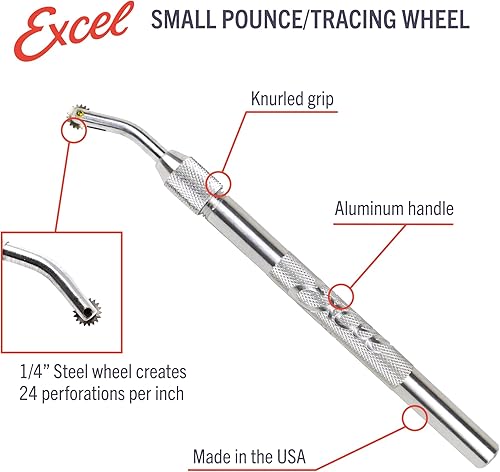 Miniatura 10 de Excel Blades Juego de ruedas Excel Pounce de 3 piezas, rueda de trazado de tela, herramienta de relieve y perforador, incluye 3 accesorios de