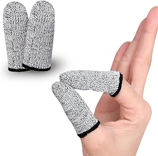Finger Cots Cut Resistant Protector - Finger Covers for Cuts, Gloves Life Extender, Cut Resistant Finger Protectors for Kitchen, Work, Sculpture, Anti-Slip, Reusable (Gray, 6PK)