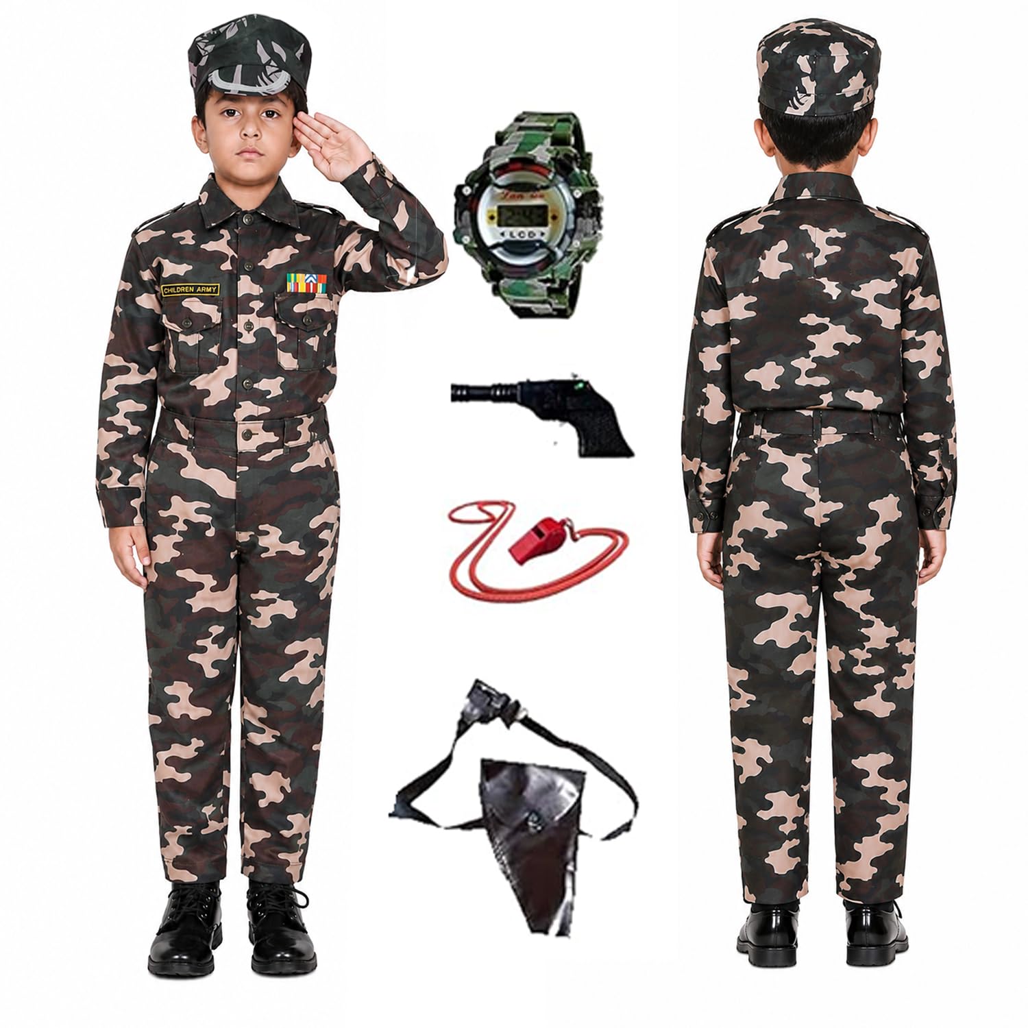 Army Soldier Costume for Kids Boys Girls | Military Fancy Dress Outfit for School Annual Function, Republic Day Celebration, Independence Event, Stage Performance-image-41