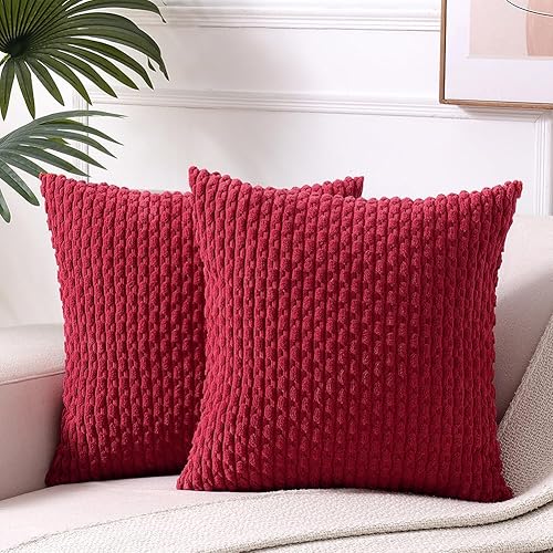 Fancy Homi Paquete de 2 fundas de almohada decorativas de color verde de 18 x 18 pulgadas para sala de estar, sofá, cama, sofá, moderno, granja,