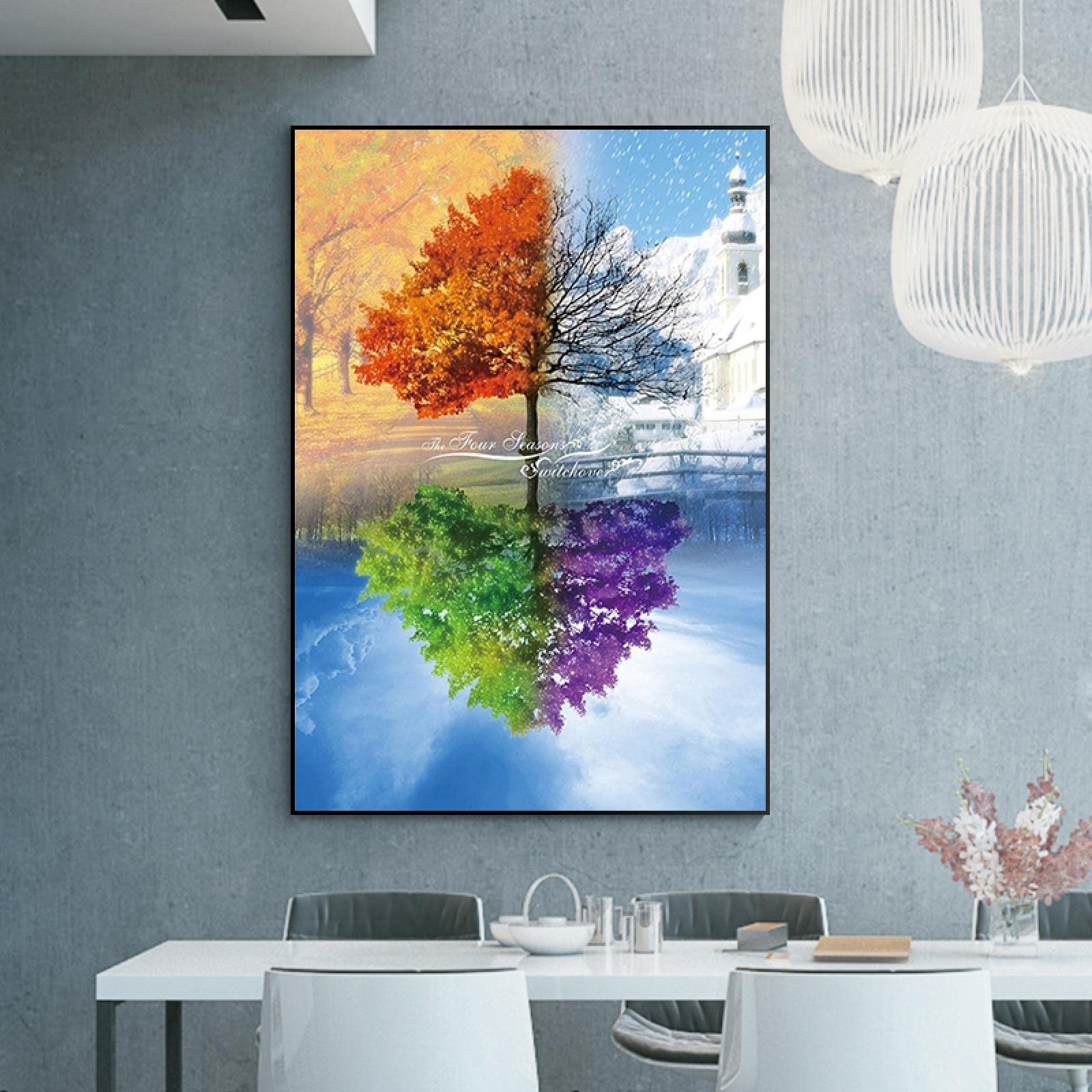 Tableau sur toile Arbre - Nature - Automne - 60x80 cm - Décoration murale