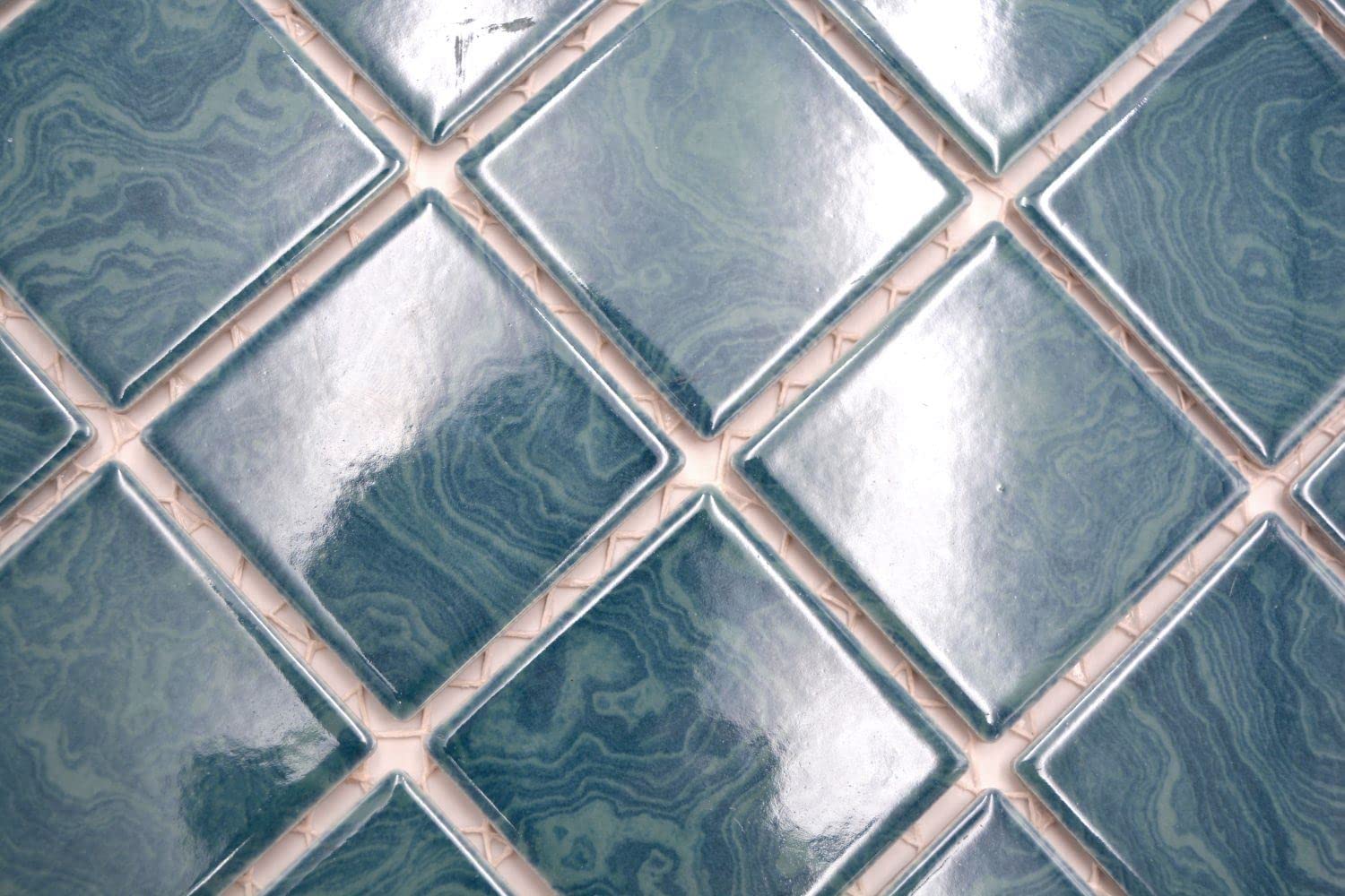Azulejos de mosaico de cerámica, color azul esmeralda, estrías para cocina, pared de ducha, 10 alfombrillas de mosaico