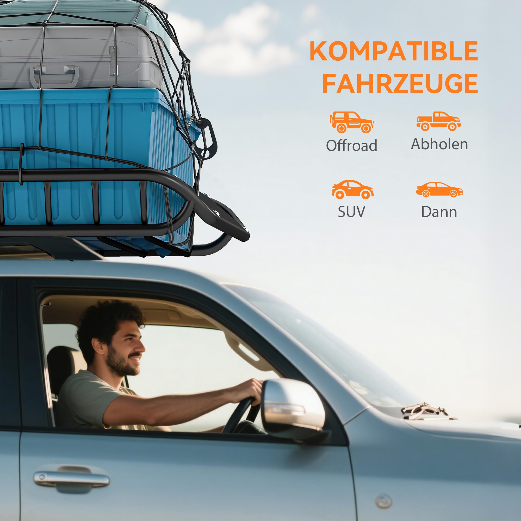 SPORTNOW Dachgepäckträger Universal Dachkorb mit Windschutz bis 68 kg, Rostfrei Auto Gepäckträger aus Stahl, Dachträger Gepäckkorb für SUV Trucks, 116 x 92 x 11,5 cm, Schwarz