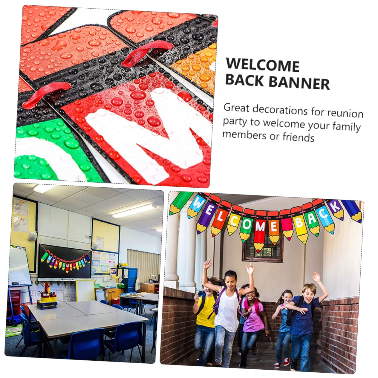 7piezas Banderín Decorativo De De Lápiz para Decoración Escolar y Fotografía Guirnalda De Bienvenida Aula y De