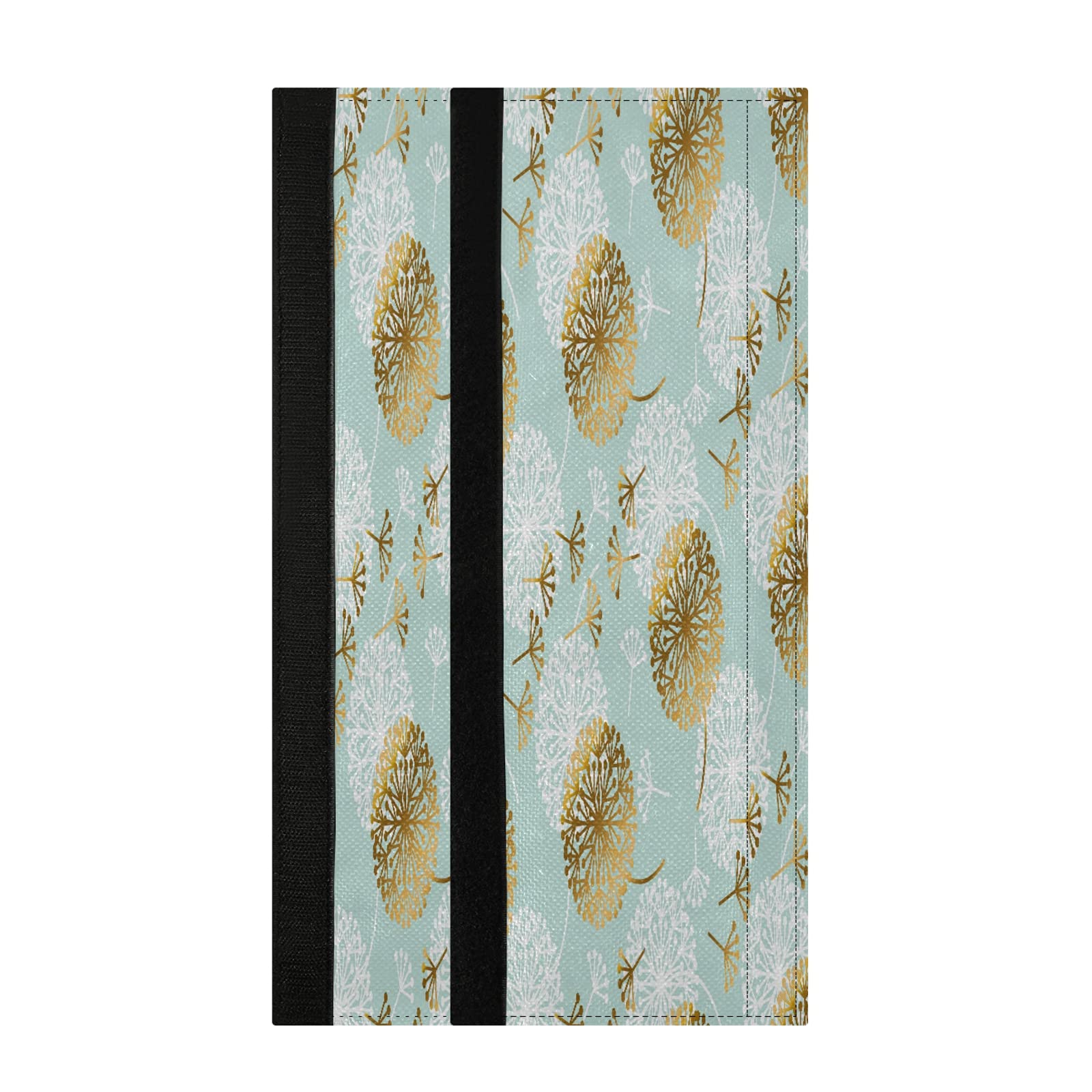 Turquoise Gold Dandelion Flower Refrigerator Door Handle Covers 2 Pcs Floral Plant Kitchen Appliance Decor Handles Fridge Protector Gloves Ovens Door Cloth for Stove Dishwasher Microwave