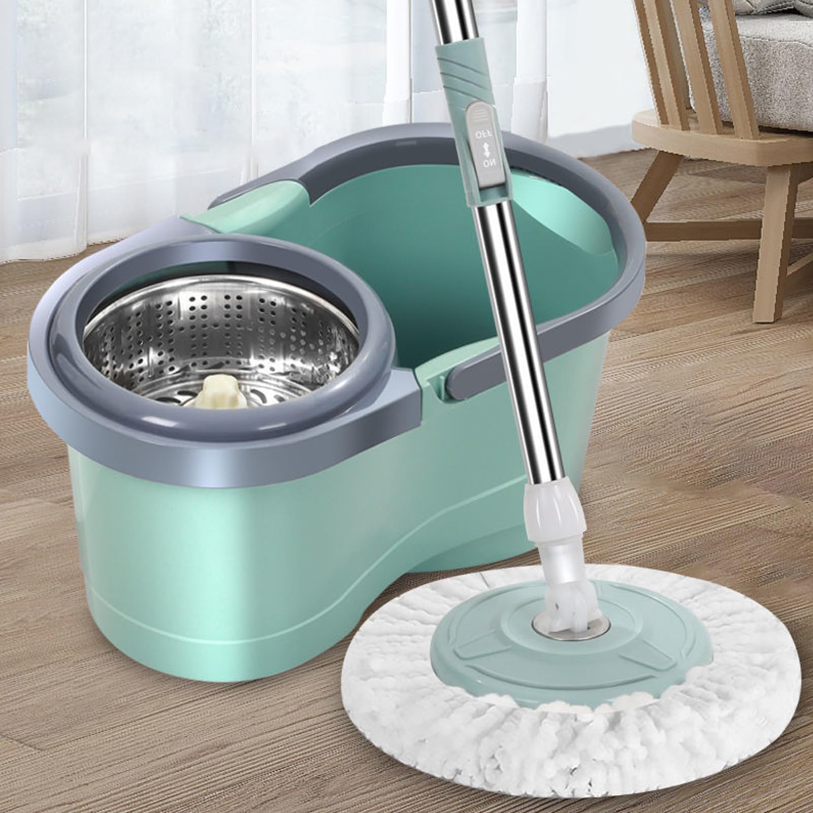 Juego De Fregona Y Sal, Fregona De Limpieza Giratoria - Fregona Automática Para Limpieza De Hogar | De Limpieza De Suelos, Fregona Sin Esfuerzo Para Balcón, S | Para Limpieza De Hogar | De Limpieza De Suelos, Fregona Sin Esfuerzo Para Balcón, S