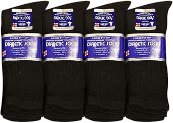 Physicians Approved Diabetic Socks For Men Women Non-Binding Loose Top Wide Crew Length