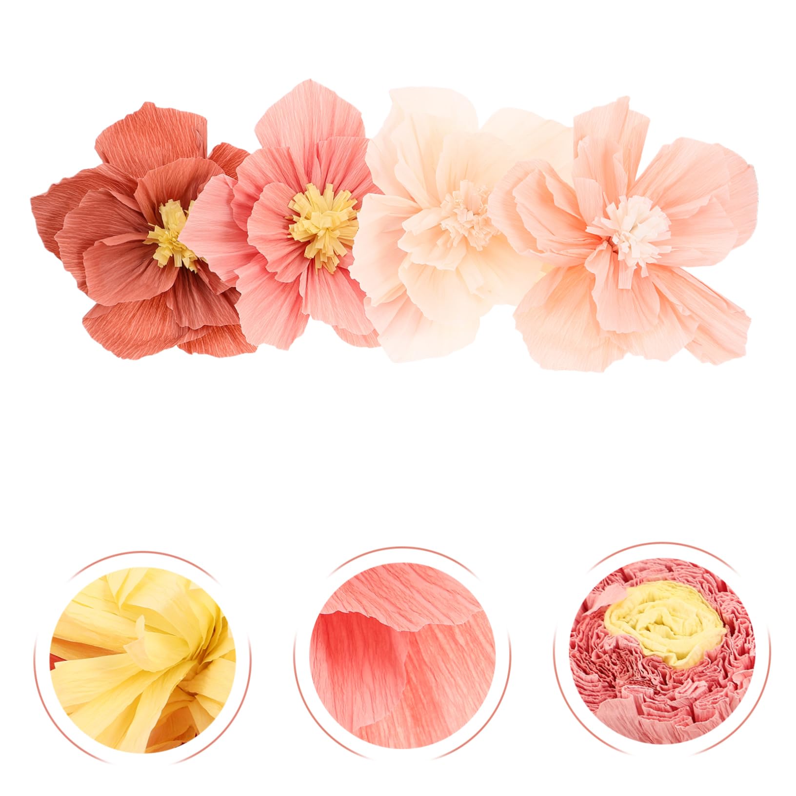 Lurrose Kit de Fleurs en Papier Crépon 24 Pièces, Fleurs Artificielles 3D