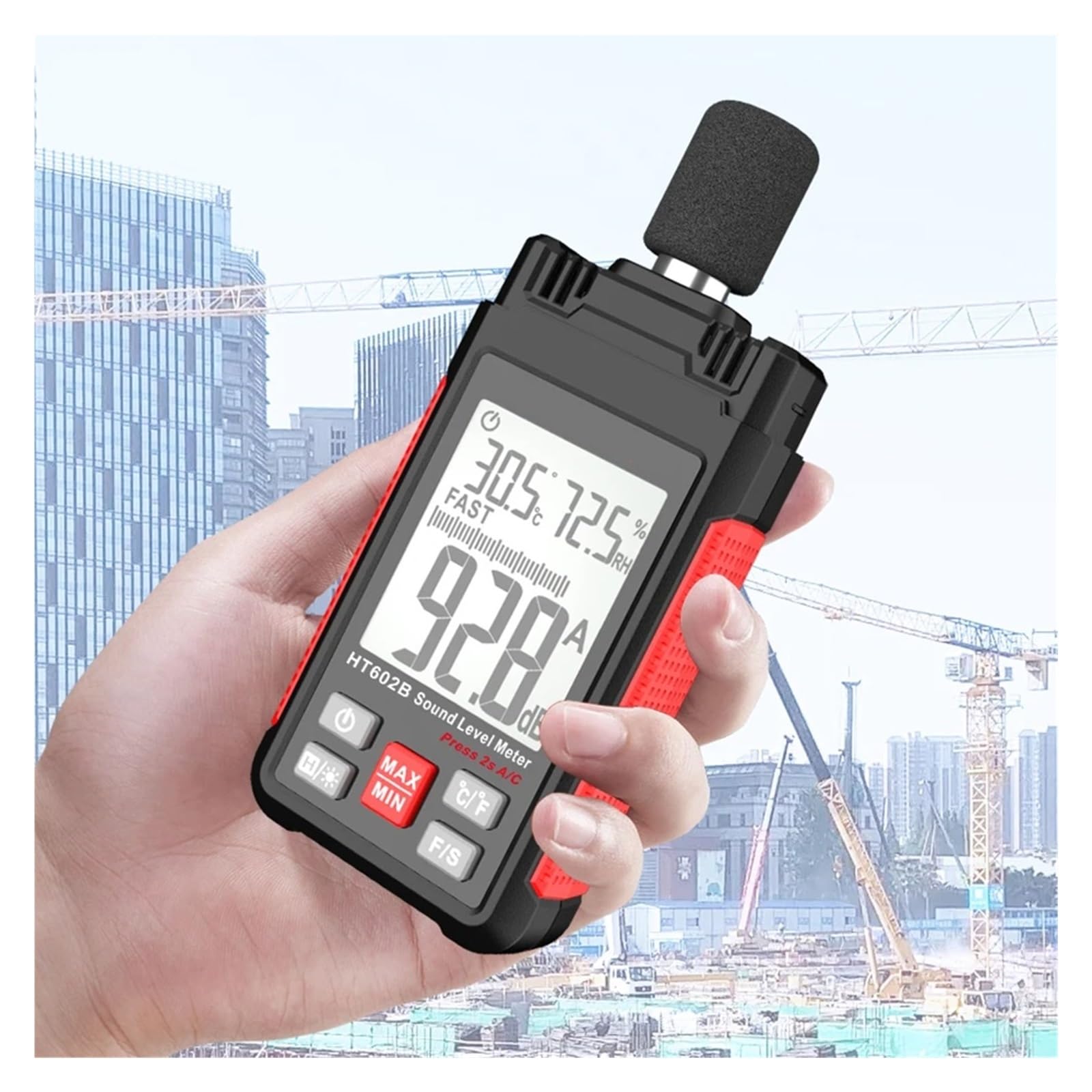 HT602 Geräuschmessgerät, professionelles Dezibelmessgerät, 30–130 dB, Geräuschpegelmessgerät (Ht602a)