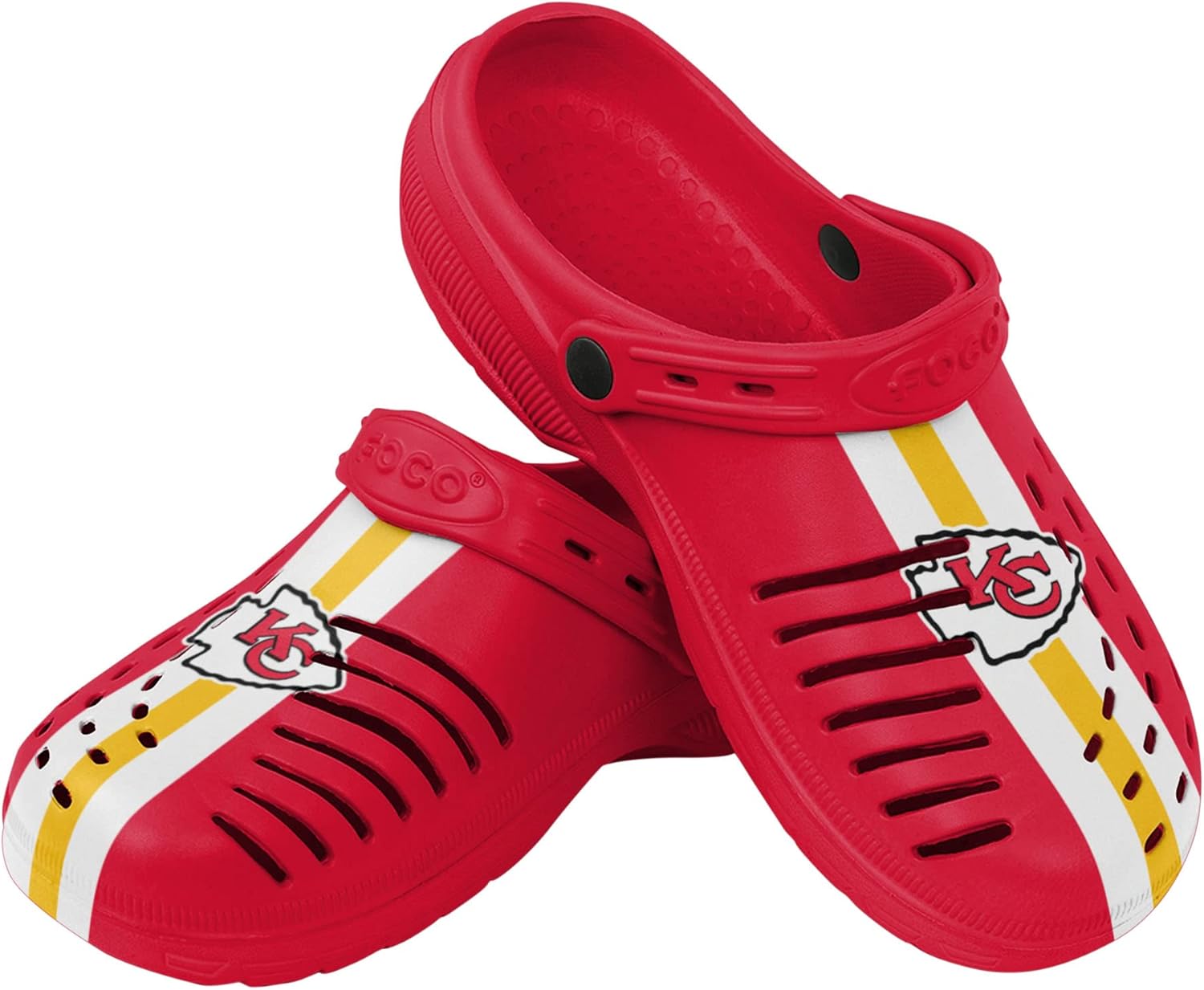 FOCO Mens NFL Team Logo Team Stripe Garden Water Sandals Shoes Slipper Clogs with Strap
