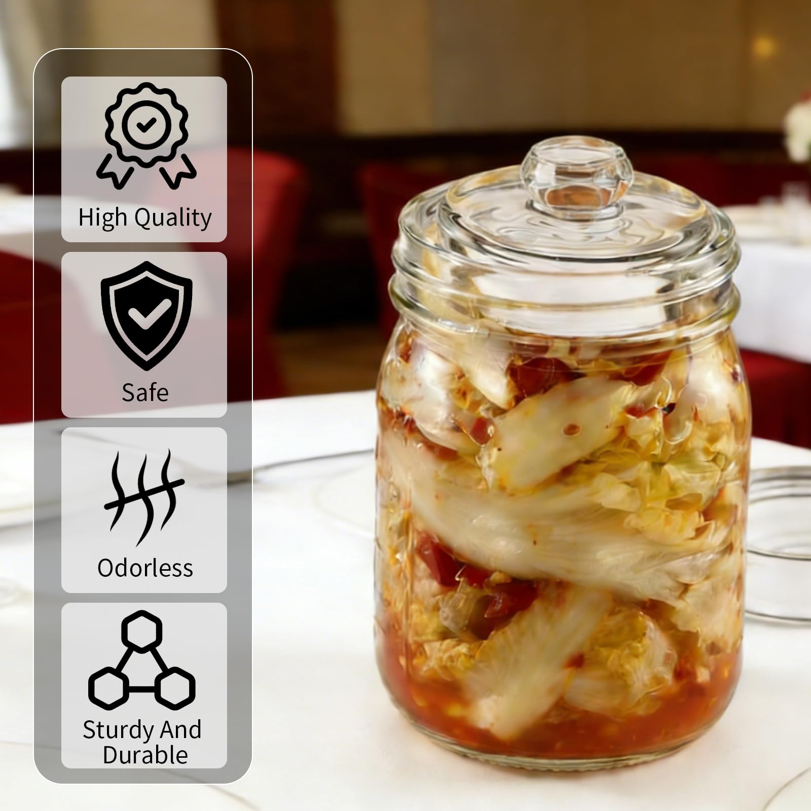 Pesos de Fermentación de Vidrio Ø 7 cm 4 Piezas, Piedras con Asa para Chucrut Kimchi