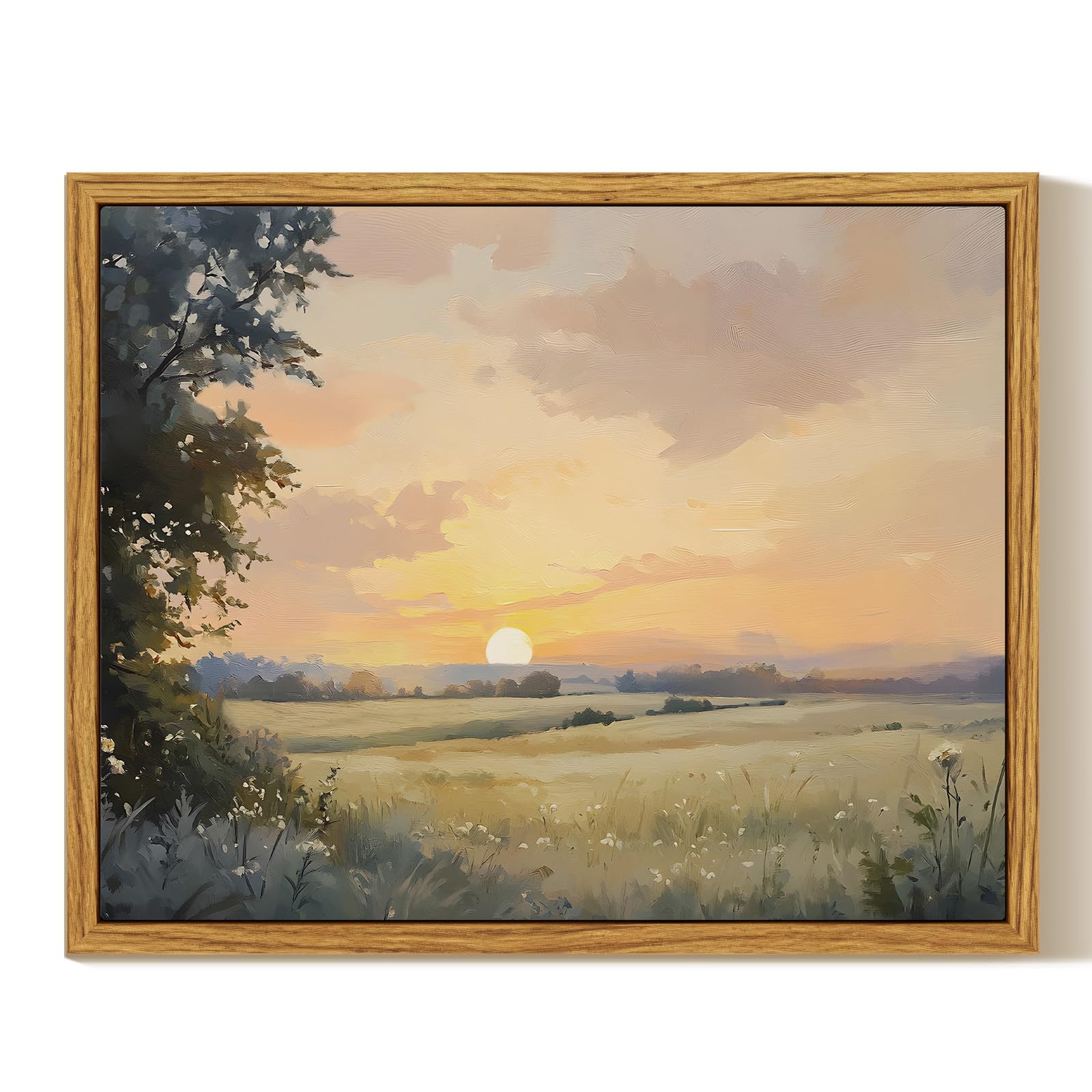 InSimSea Framed Canvas Wall Art, Meadow with Flowers Painting, Landscape for Living Room, Bedroom, Home, Bathroom Decor, 8x10 — view 203