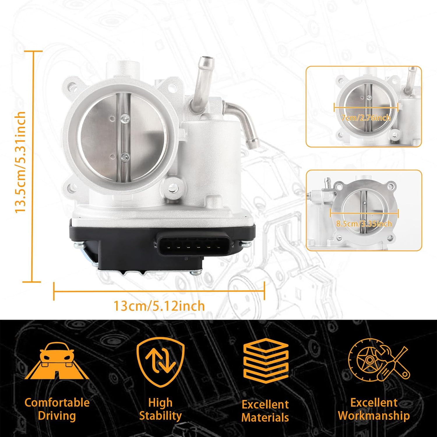 Electronic Throttle Body Assembly Fit for Mitsubishi ASX 2013-2015 Lancer 2008-2017 Outlander PHEV Sport RVR 2011-2021 2.0L 2.4L L4, Replace Part # TB1251 1450A101