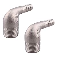 Vista 7 de 1 "lengüeta de manguera x 1 "macho NPT acero inoxidable codo de 90 grados rosca de púas accesorio de tubería