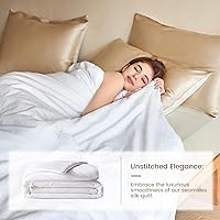Vista 9 de THXSILK Edredón de seda de morera para todas las estaciones, 100% grado 7A, ropa de cama de seda larga natural, carcasa de algodón puro (blanco)