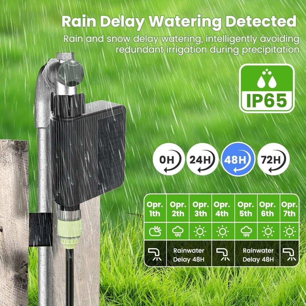 Temporizador de agua WiFi inteligente, válvula de agua de riego de jardín automática solar para Tuya Smart, sistema controlador de riego para césped y patio