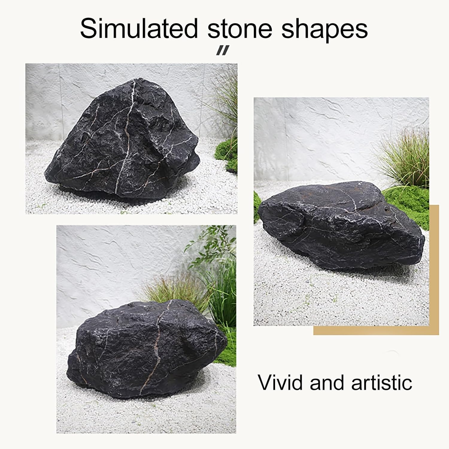 Faux Rocks for Landscaping, Lightweight Natural Texture, Ideal for Garden Decoration, Aquarium Décor, and Pool Landscapes