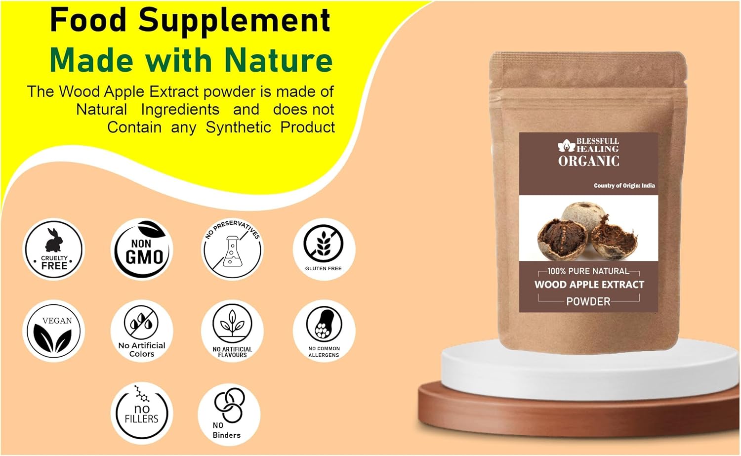 Blessfull Healing Organic Wood Apple Extract Powder 100% Pure Natural 300 Gram / 10.58 oz