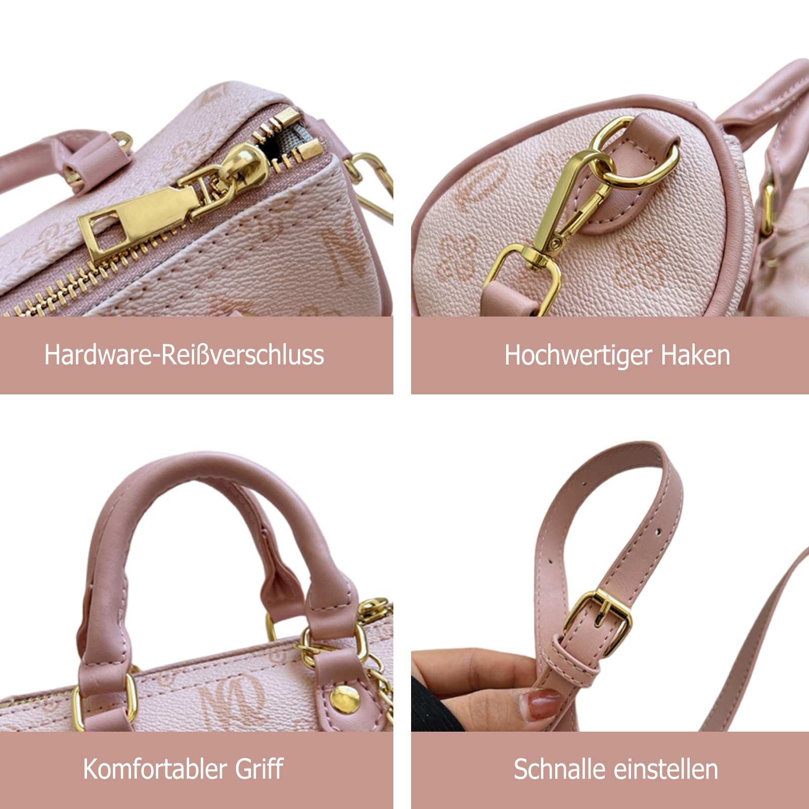 CORIOS Damen Cartoon Muster Boston Tasche Handtasche Schultertaschen mit Niedlichem Hund Anhänger PU Leder Umhängetaschen Elegant Messenger Tasche Tragetasche Arbeit Shopper Reise Tote Beutel Braun