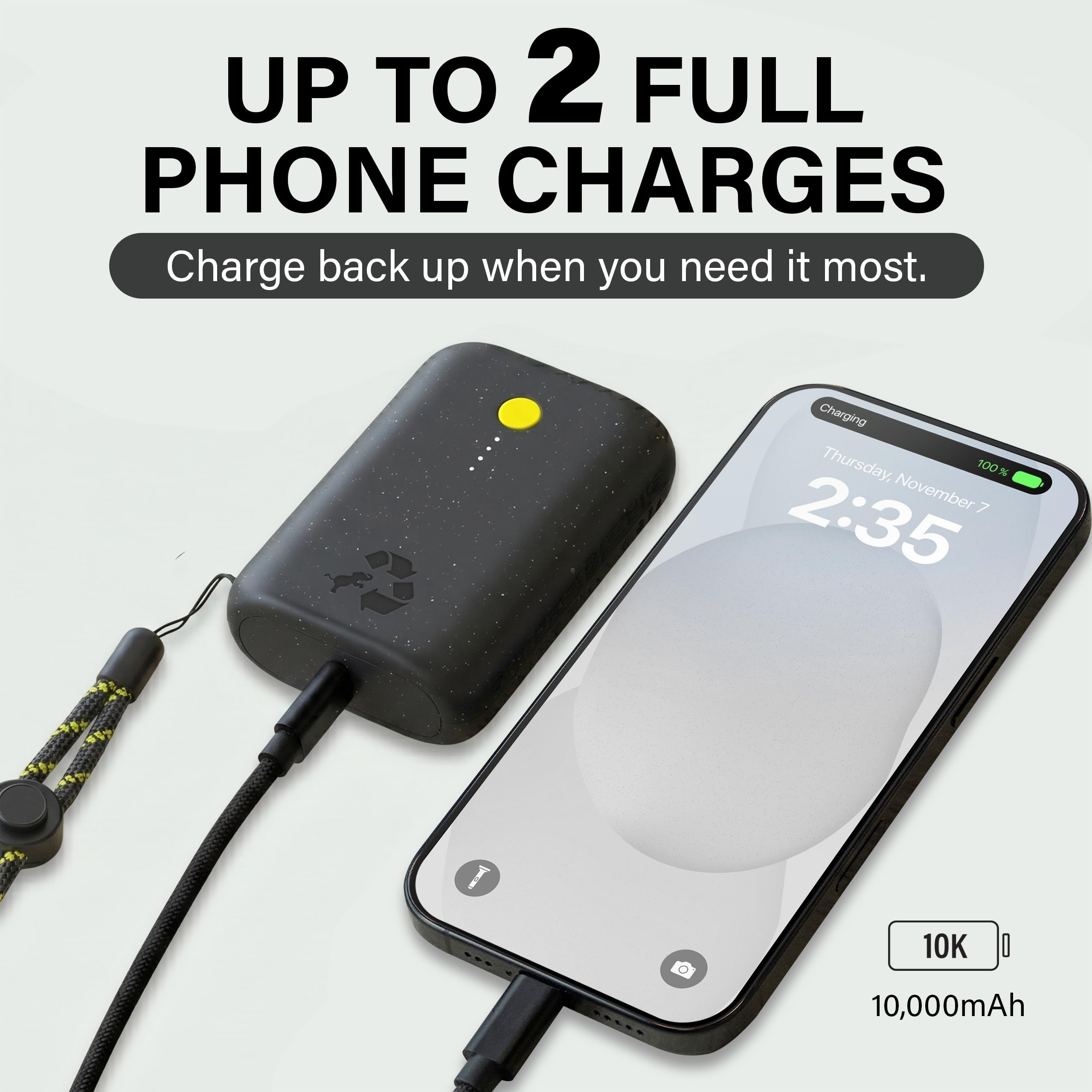 Nimble Champ Tragbares Ladegerät, 10000mAh Power Bank Schnellladung, 20W Dual USB-C Akku Pack mit Kabel, Travel Essential Power Bank für iPhone Laptops Galaxy Tablet Pixel iPad Macbook Kindle Airpod