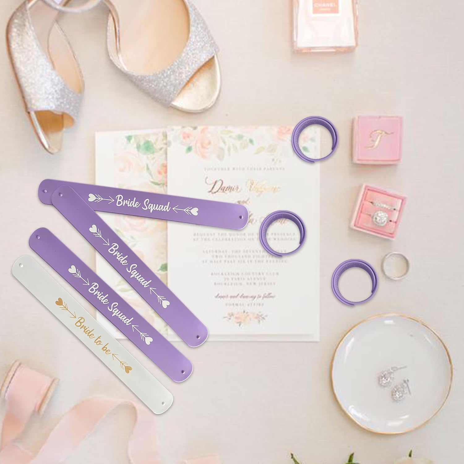 PartyGifts&beyond Bachelorette Party Favors 10 Pcs Bachelorette Bracelets Bridesmaid Gifts Bride Squad Snap Silicone Wristbands for Bridal Shower Wedding Gifts