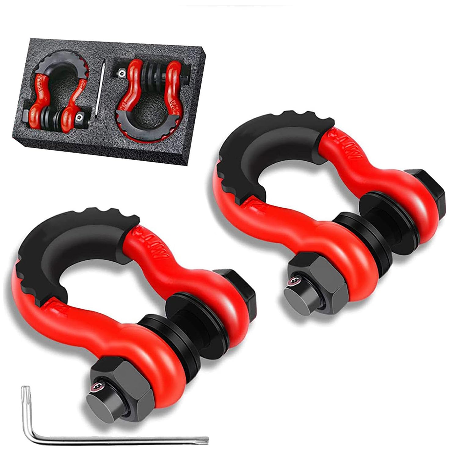 Grillo per rimorchio grande 3/4" ad anello D (confezione da 2) 45000 libbre /20,4T resistenza alla rottura, con perno da 7/8" e viti di sicurezza antifurto. La capacità di trazione è di 10471 libbre