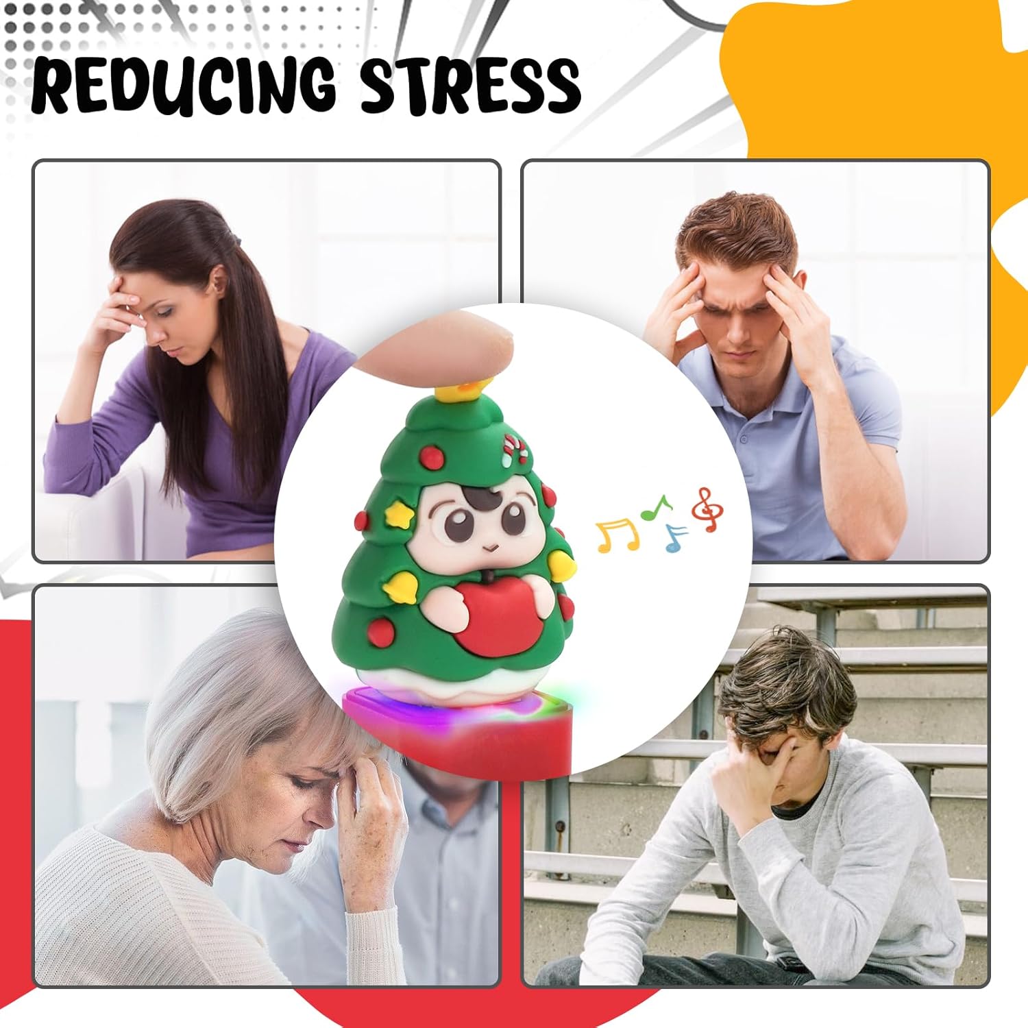 Keyboard Fidget Toy for Adult, Christmas Keyboard Fidget Keychain, Button Stress Relief Fidget Gifts to Relief Stress(Christmas Tree)