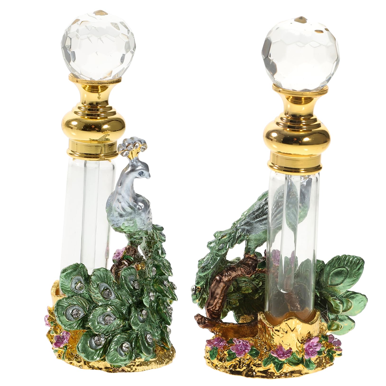 PRETYZOOM 3 Pz Bottiglia Di Profumo Di Pavone Bottiglia Di Profumo D'epoca Coperchi in Per Bevande Contenitori Per Spezie Bottiglie D'epoca Di Fiori Bicchiere Metallo Dubai