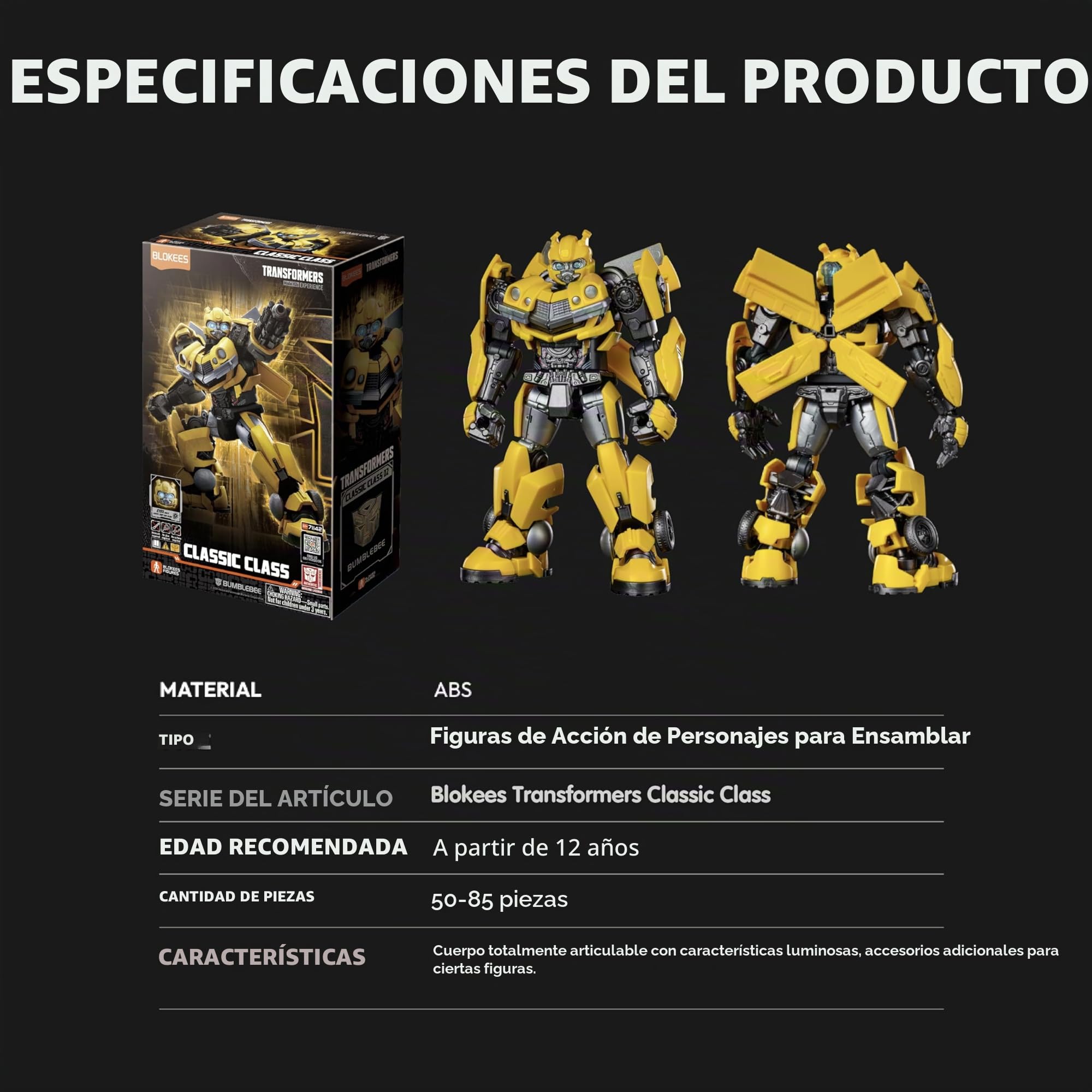BLOKEES Transformers Classic Class Model Kit | Juguete de construcción de figura de acción de Bumblebee para niños | A partir de 12 años